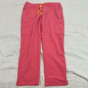 FIGS Yola Skinny Scrub Pants L/P Petite Neon Pink Limited Style Waistband